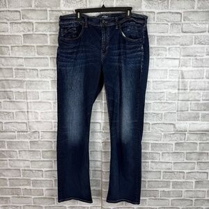 Silver Jeans GRAYSON EMC Denim Dark Wash Straight Leg Jeans Mens 36 x 32 Stretch